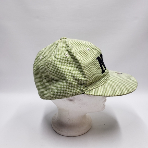 Legna Fitted Cap with NY Logo Green Houndstooth Pattern Size Medium 58cm - Picture 3 of 12